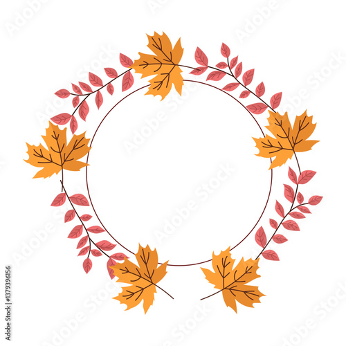 Frame in the form of a circle of autumn leaves