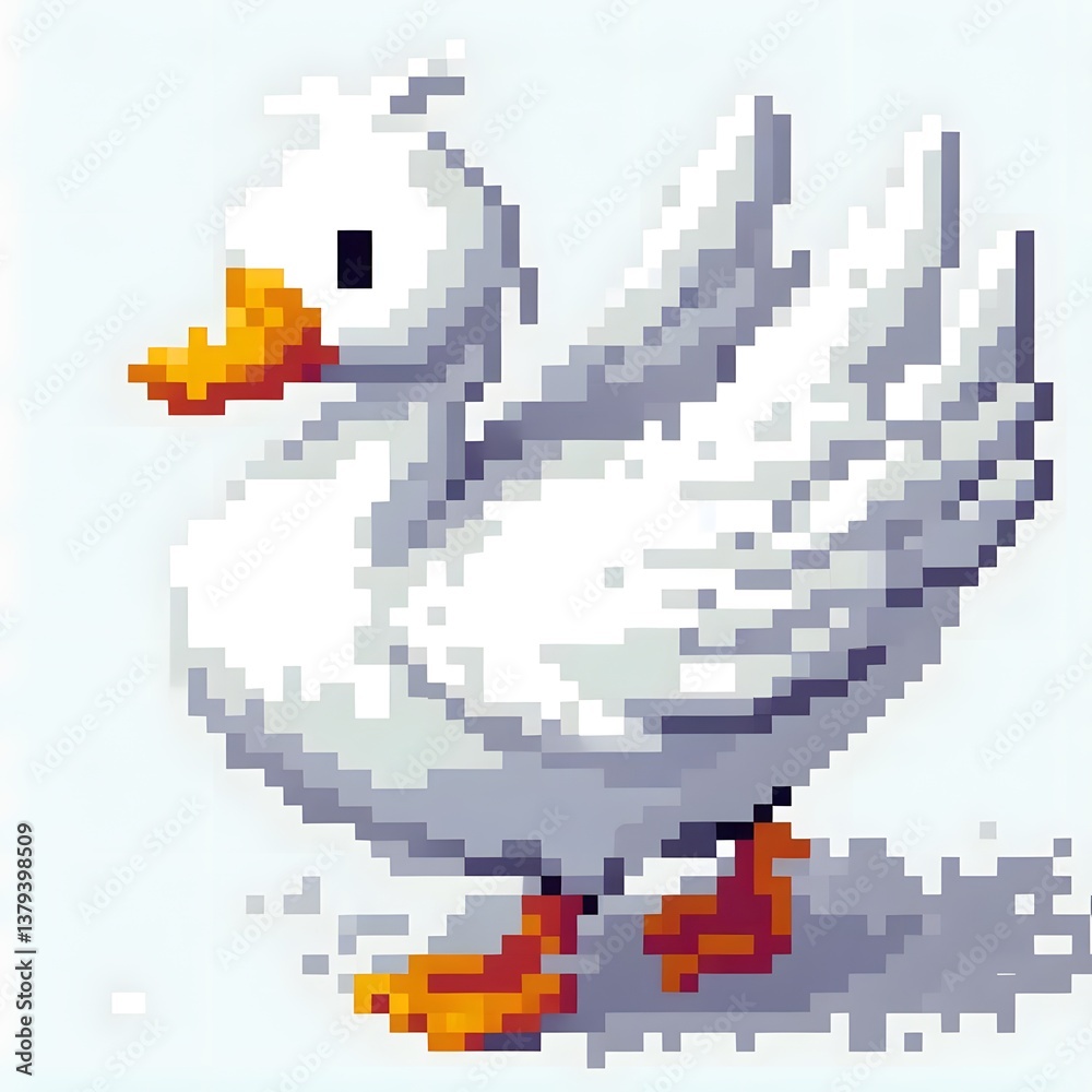 Obraz premium 오리, 픽셀아트, jpeg (duck, pixel art, jpeg)
