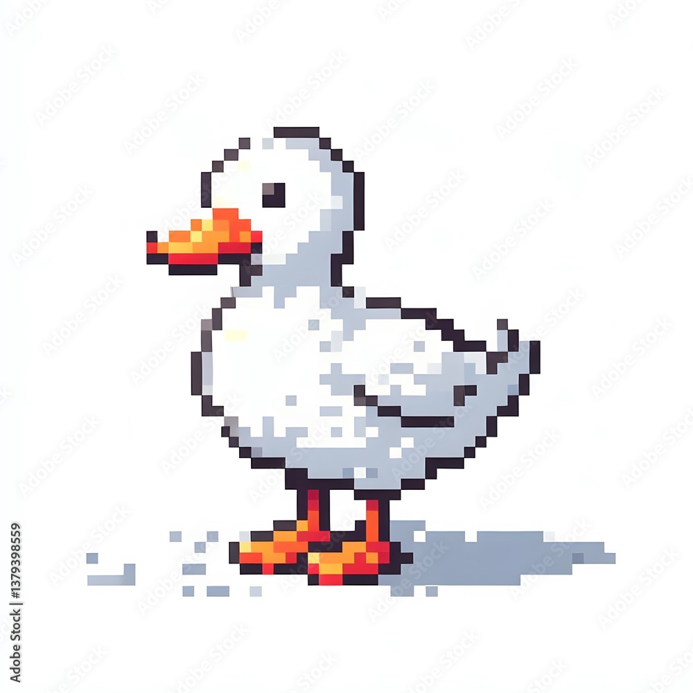 Fototapeta premium 오리, 픽셀아트, jpeg (duck, pixel art, jpeg)