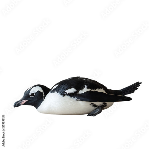 Playful Penguin Sliding on Its Belly Isolated on Transparent Background