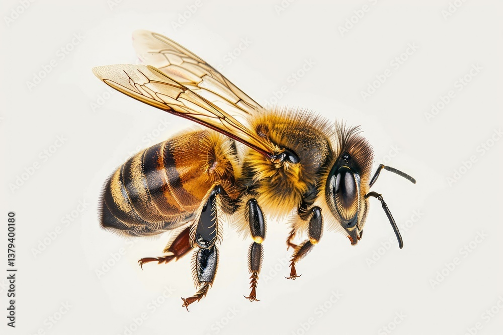 High Quality Picture of Simple Drawing of a Small Honey Bee, Bee Isolated on White Background High Quality Picture of Simple Drawing of a Small Honey Bee, Bee Isolated on White Background