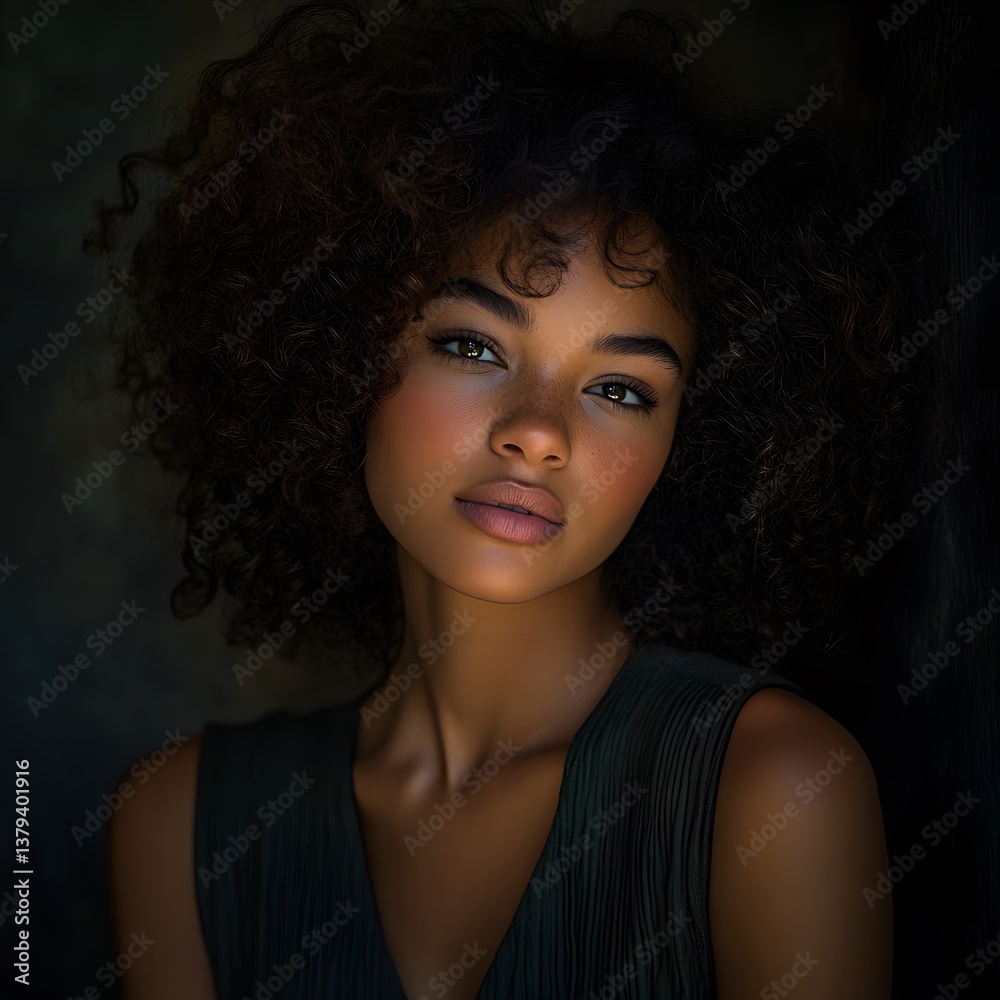 Portrait of a confident woman in a studio, showcasing her textured hair with a focus on beauty, luxury wellness, and haircare treatments against a dark backdrop
Portrait of a confident woman in a studio, showcasing her textured hair with a focus on beauty, luxury wellness, and haircare treatments against a dark backdrop