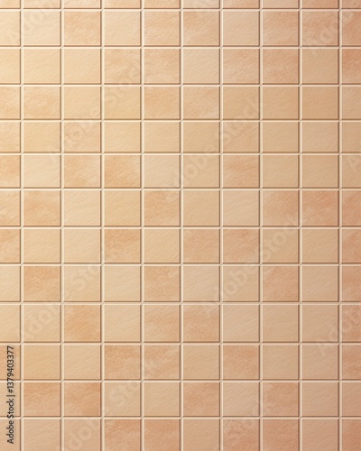 Peach-toned square tile wall texture background.  Interior wall detail tile pattern