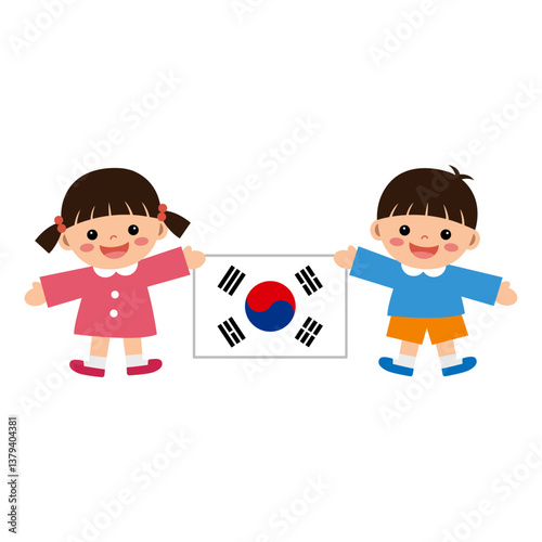 태극기를 들고 있는 어린이