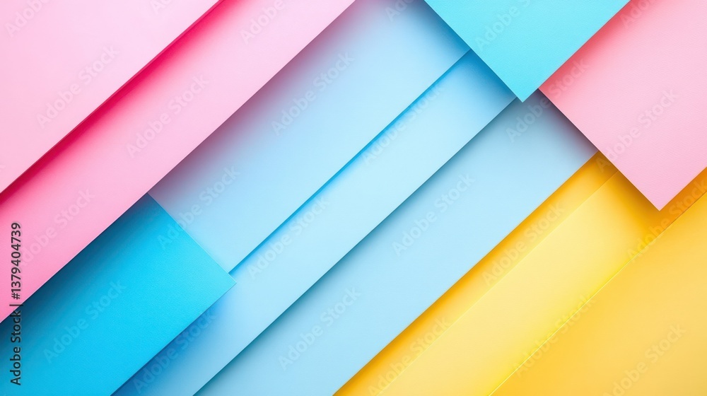 Fototapeta premium Abstract Pastel Color Blocks: A Vibrant Composition of Pink, Blue, and Yellow