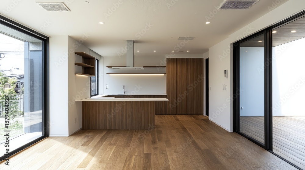 Fototapeta premium A neatly installed central air conditioning system in a contemporary suburban home.