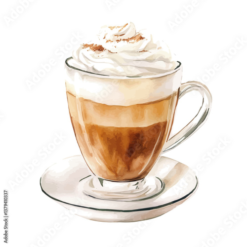A watercolor vector painting of Macchiato, isolated on a white background.

