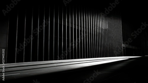 Sleek urban facade at night illuminated street photo