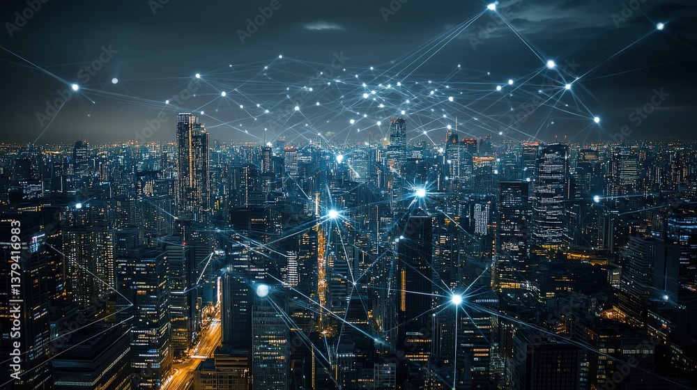 custom made wallpaper toronto digitalGlobal Network City at Night