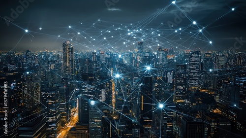 Wallpaper Mural Global Network City at Night Torontodigital.ca