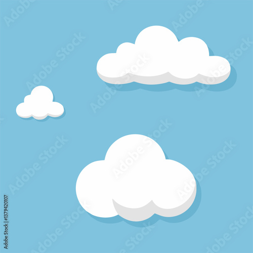 Collection of white cloud illustrations in a soft and minimal vector design