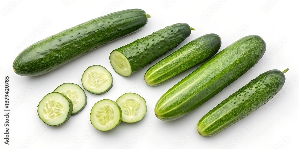 Various cucumbers isolated on white background Various cucumbers isolated on white background