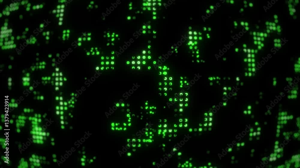malware detected text animation with green digital background
