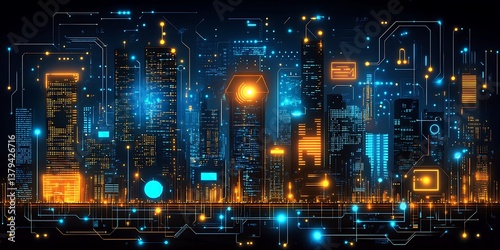 Smart City Night Lightscape.