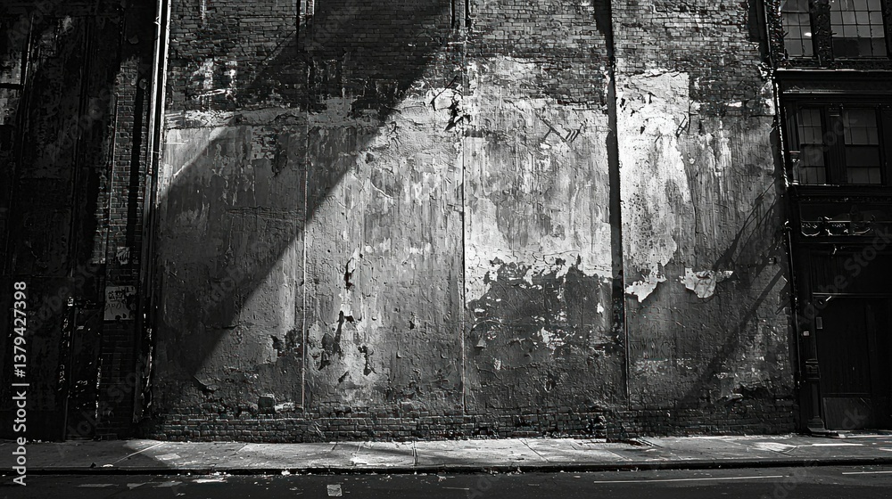 Fototapeta premium Urban Alley Wall Shadowed by Sunlight