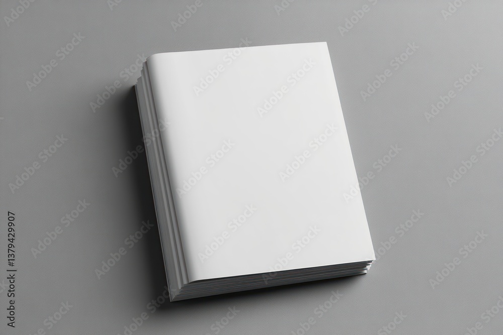 Minimalist Blank Booklet Mockup on Gray Background for Business Presentation and Design Templates Minimalist Blank Booklet Mockup on Gray Background for Business Presentation and Design Templates