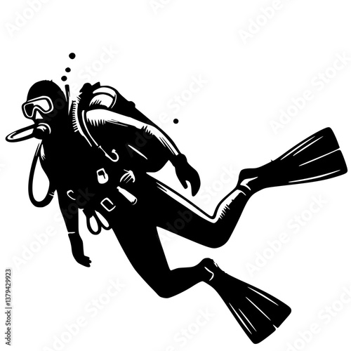 Silhouette of a diver