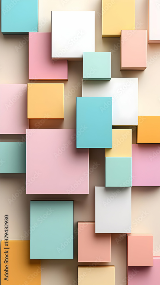 Pastel Cubes Abstract Background with Geometric Shapes