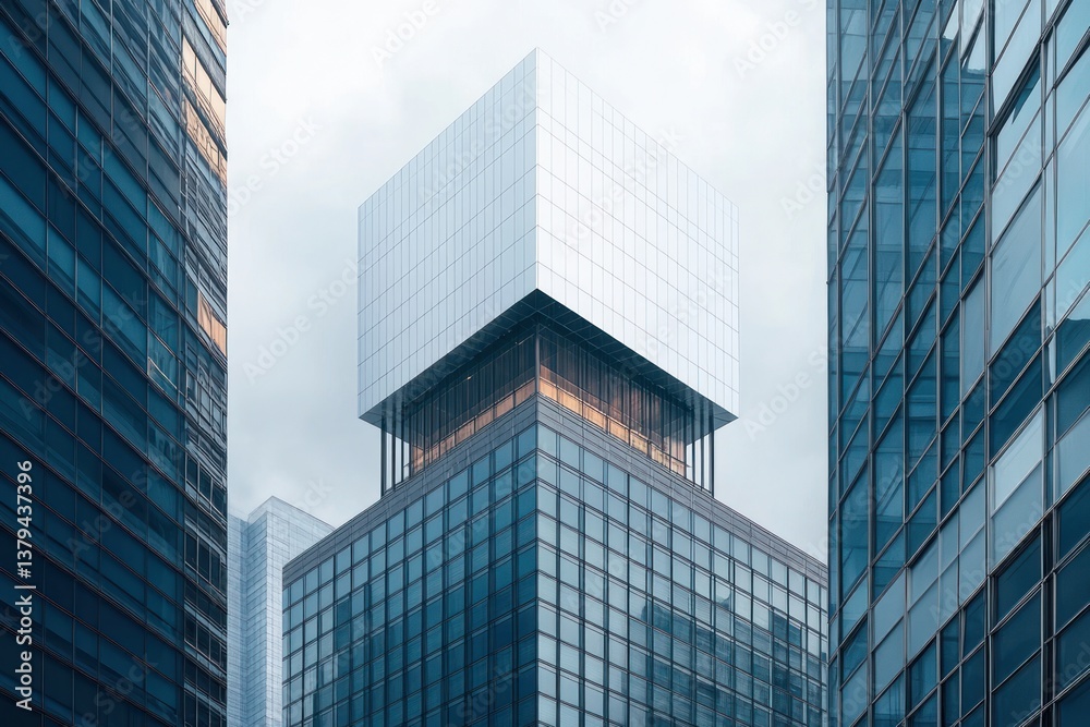 Obraz premium Blank Billboard Sign Mockup for Advertising in Urban Skyscraper Environment with Minimalist Design