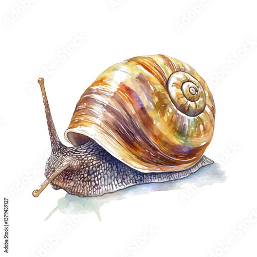 watercolor vector of Snail, isolated on a white background. Snail vector
