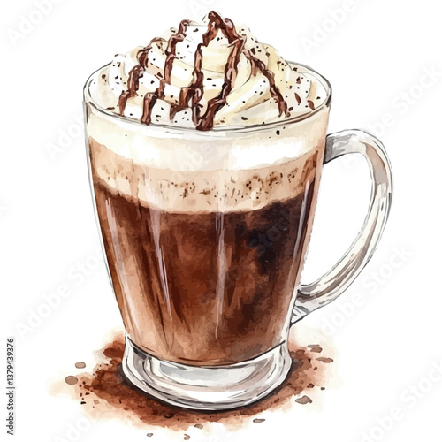 watercolor vector of Mocha, isolated on a white background. Mocha vector
