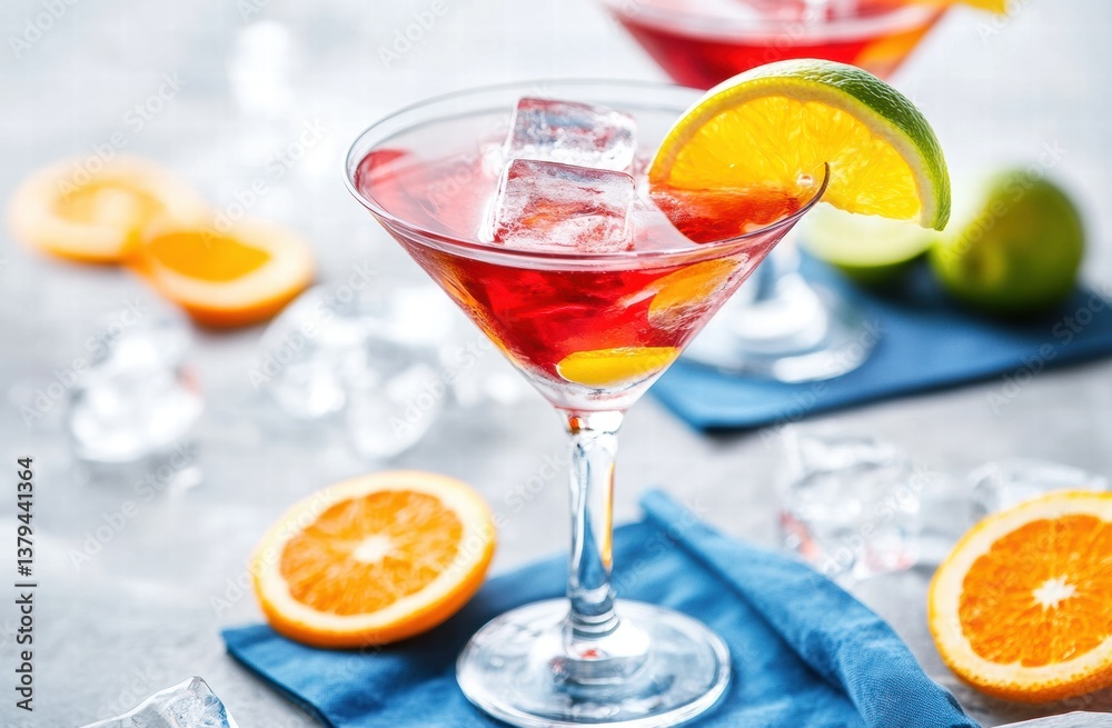 Fototapeta premium Refreshing Summer Cocktail with Citrus Accents