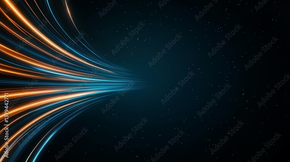 Fototapeta premium Abstract glowing lines converging futuristic technology background digital art