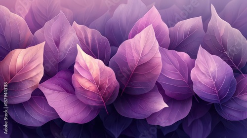 A vibrant arrangement of purple leaves creating a soothing, artistic background.
