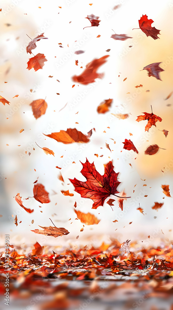 Red and Orange Autumn Leaves Falling on Ground Red and Orange Autumn Leaves Falling on Ground