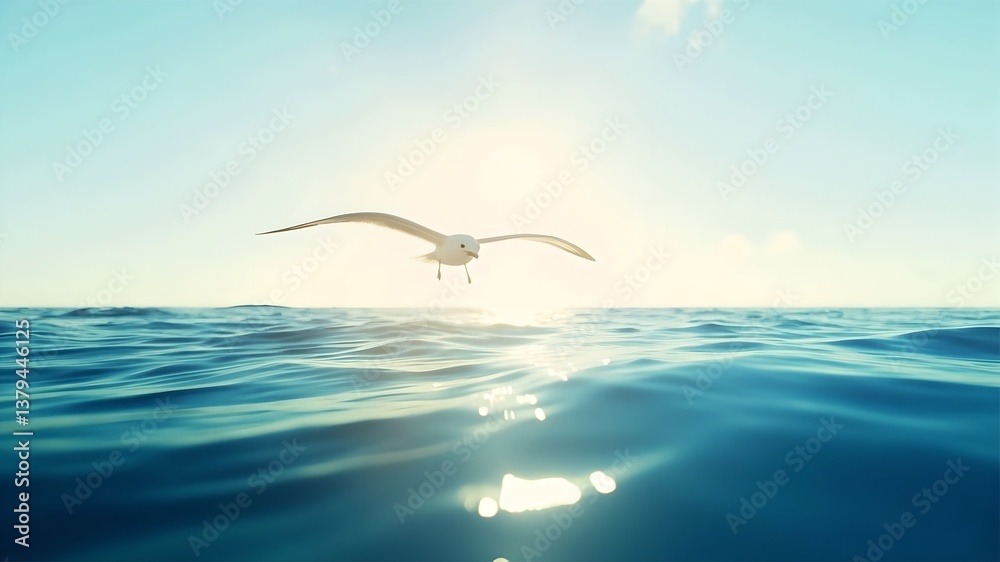 Naklejka premium Seagull Wallpeper Ocean Calm