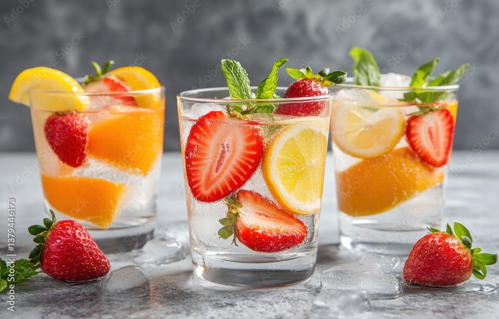 Refreshing Strawberry Lemonade with Ice Cubes Refreshing Strawberry Lemonade with Ice Cubes