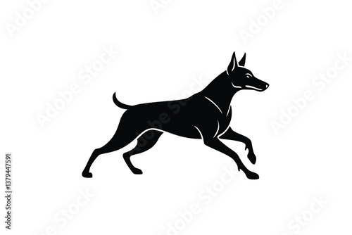 Running Belgian Malinois dog vector silhouette