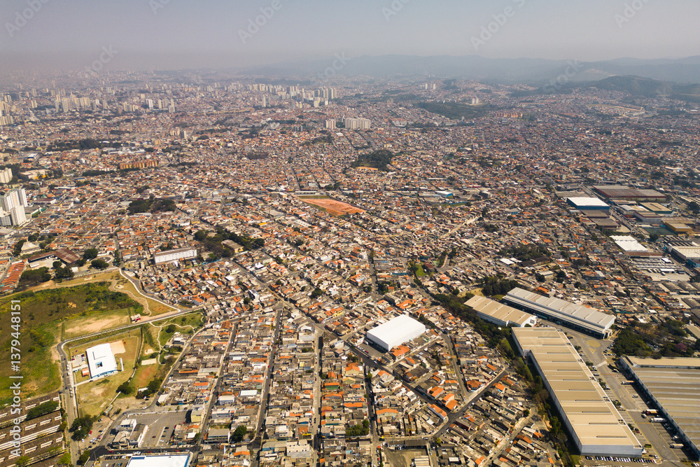 Obraz premium Guarulhos City Aerial View in Sao Paulo Metropolitan Area, Brazil