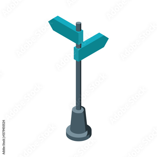 Isometric Directional Road Signpost for City Navigation and Wayfinding. Vector Illustration in Flat Design Style.