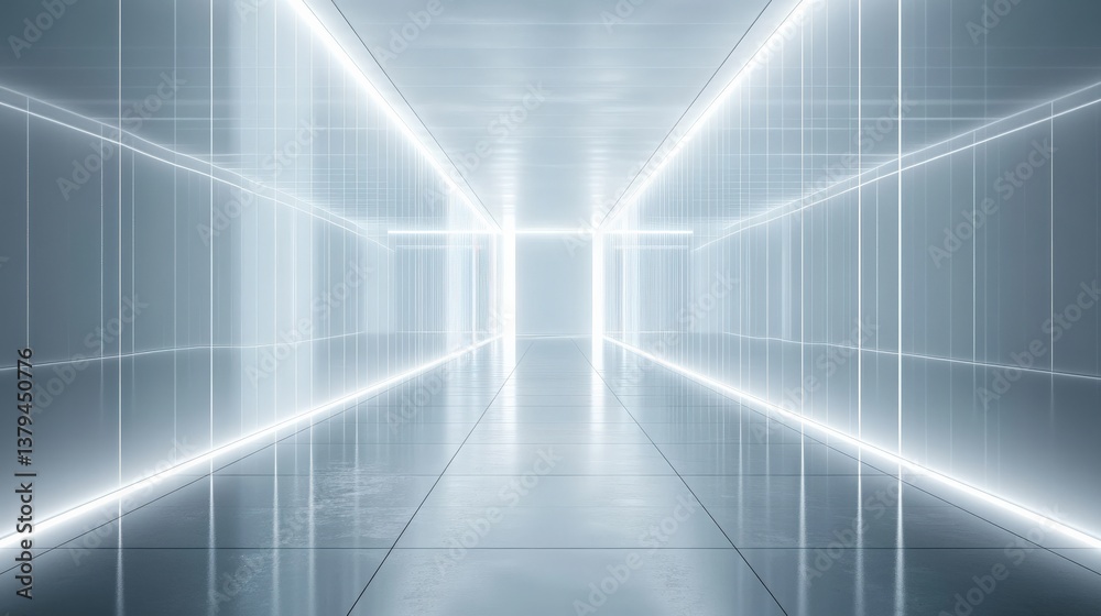 Futuristic Neon Corridor in a Modern Building Futuristic Neon Corridor in a Modern Building
