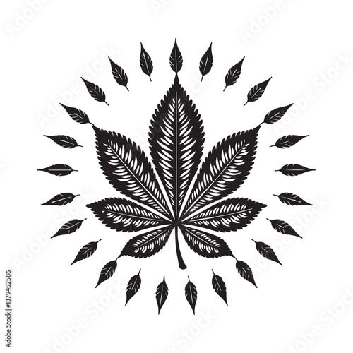 Leaf Mandala black silhouette

