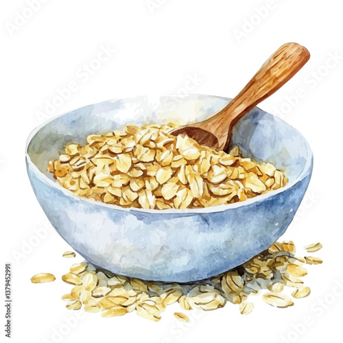 watercolor vector of Oatmeal, isolated on a white background. Oatmeal vector
