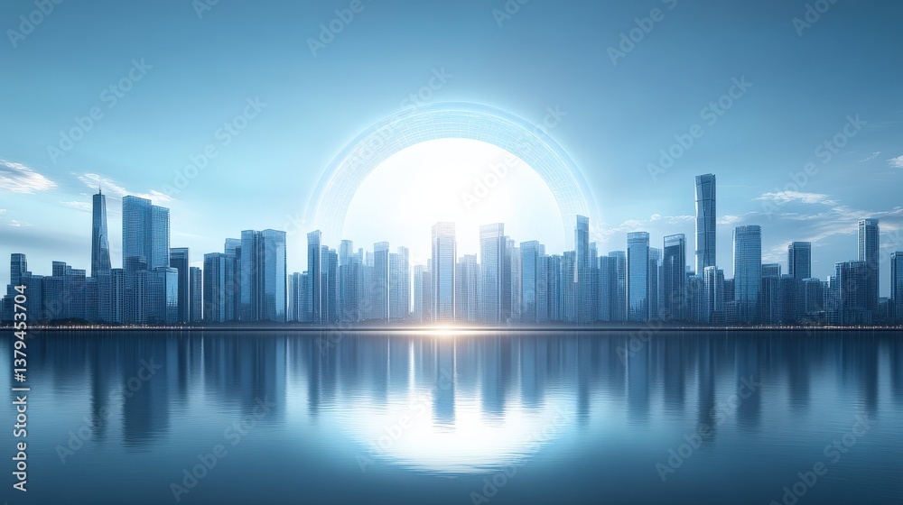 Fototapeta premium Modern City Skyline at Dawn