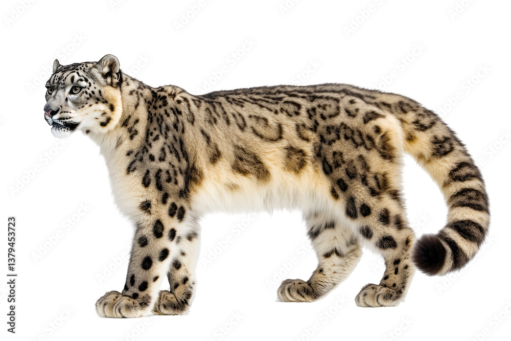 Fototapeta premium Elegant Snow Leopard on transparent background
