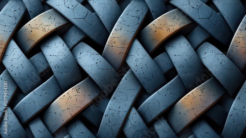 A textured pattern of interwoven blue and metallic elements, creating a visually striking design.