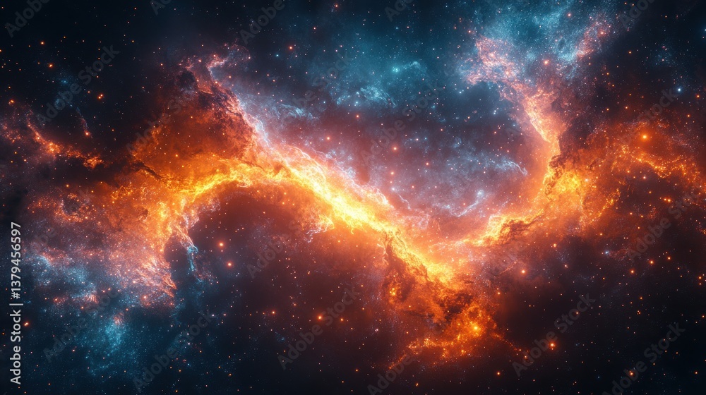 Fototapeta premium Cosmic Light Burst Vibrant Explosion Colorful Nebula Digital Art Abstract Background