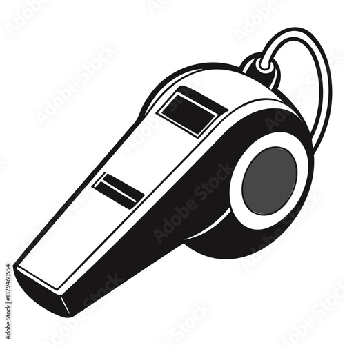 A simple black silhouette of a whistle vector illustration on transparent background, PNG