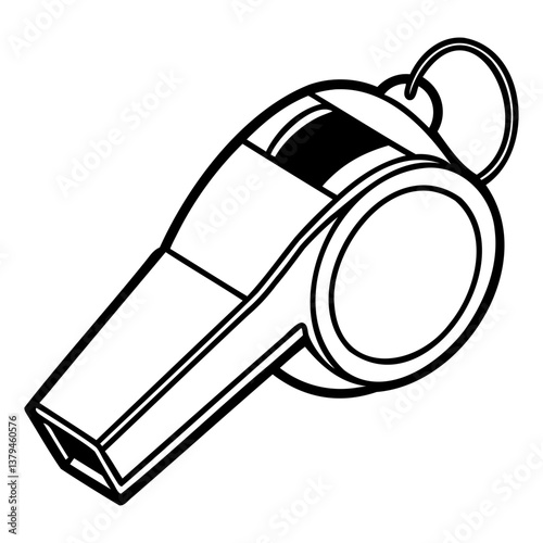 A simple black silhouette of a whistle vector illustration on transparent background, PNG