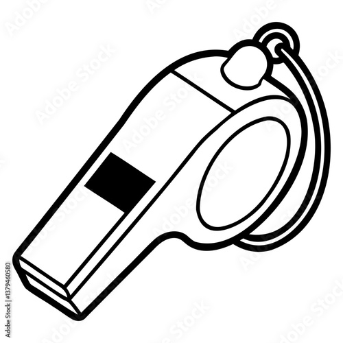 A simple black silhouette of a whistle vector illustration on transparent background, PNG