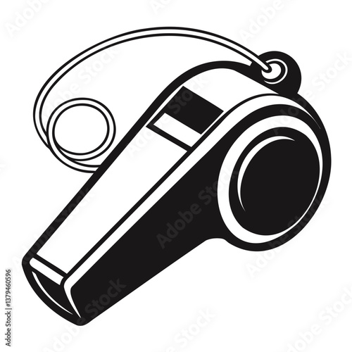 A simple black silhouette of a whistle vector illustration on transparent background, PNG