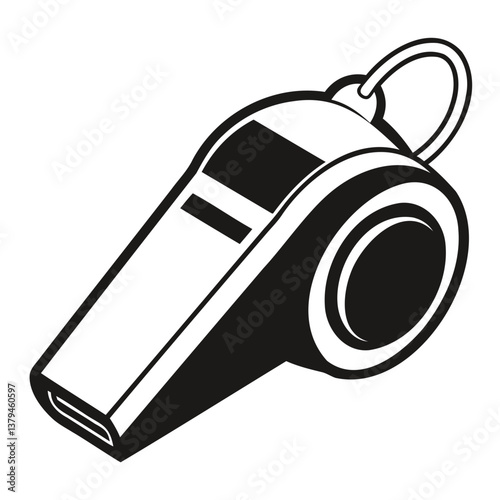 A simple black silhouette of a whistle vector illustration on transparent background, PNG