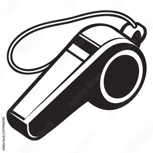Simple Black Whistle Silhouette Vector Illustration | Transparent Background PNG