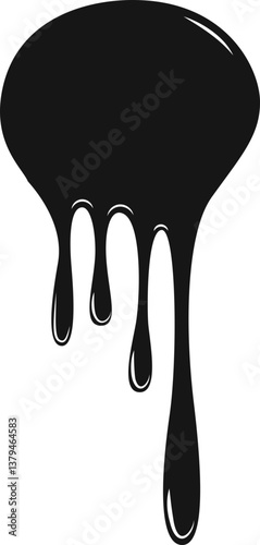 Floating black oil forming a disconnected liquid shape.