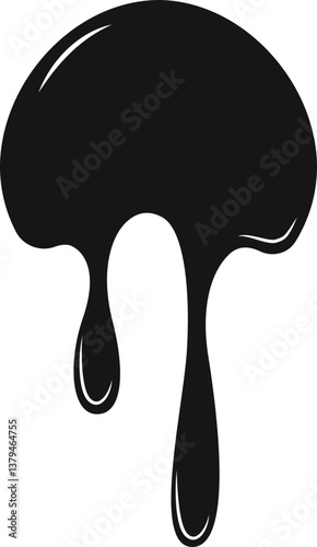 Irregularly spread black oil spill shape with dripping liquid edges.