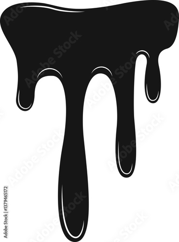 Oil leak with a steady, downward petroleum flow.